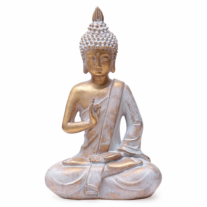 Buddha akáš mudra thajská soška zlatá barva 26 cm - cca 26 cm