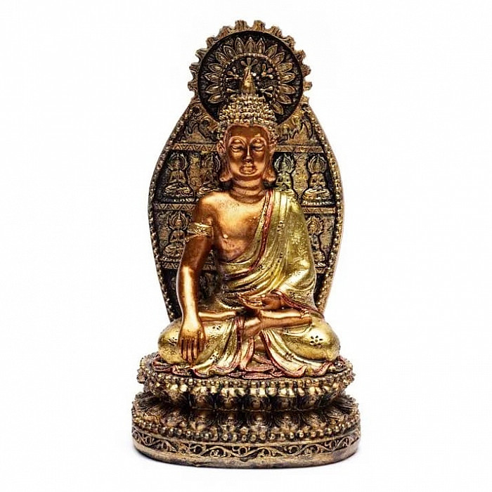 Buddha dotýkající se země na lotosovém květu thajská soška 18 cm - cca 18 cm