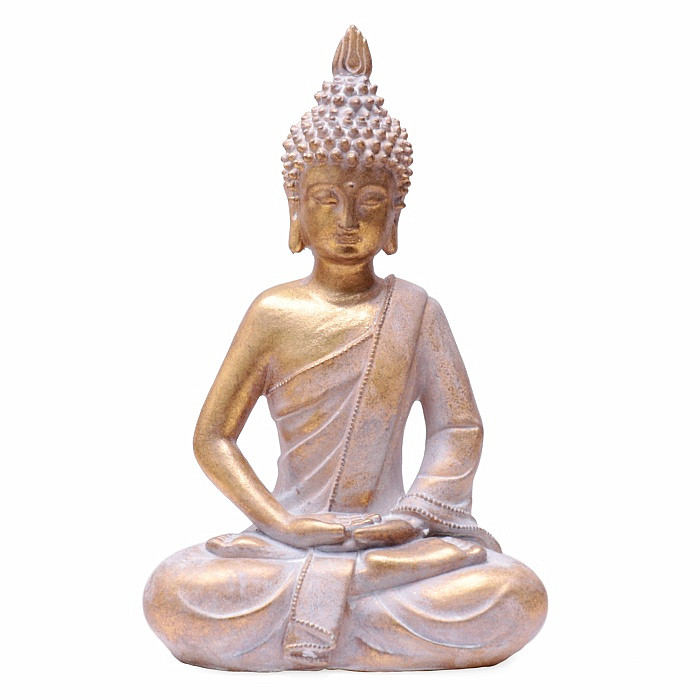 Buddha meditující thajská soška zlatá barva 26 cm - cca 26 cm