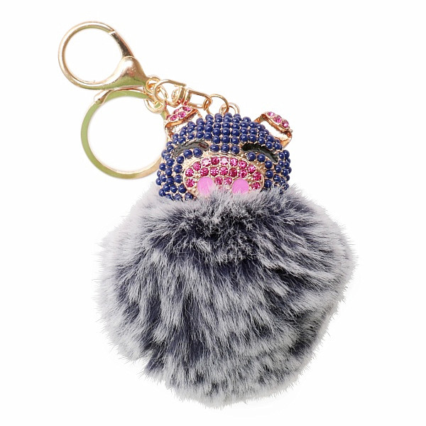 Klíčenka Pompon prasátko barvy pruské modři - délka cca 15 cm