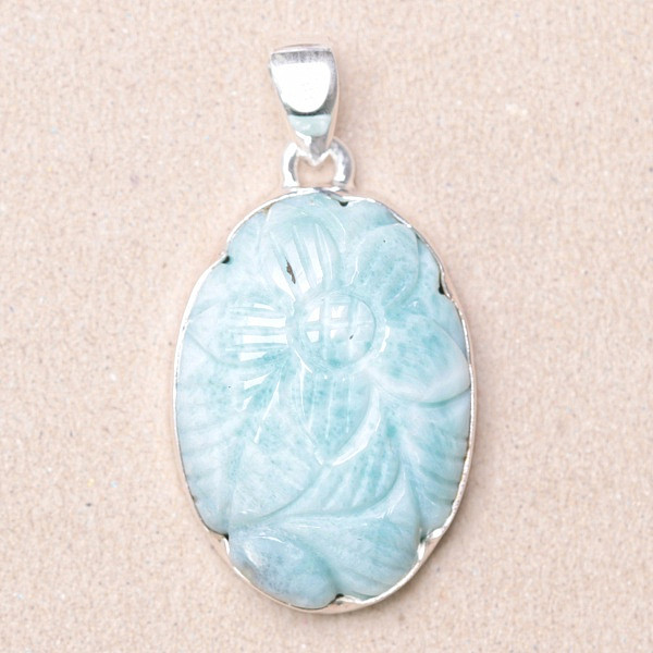 Larimar vyřezávaný přívěsek stříbro Ag 925 P59 - 3 cm