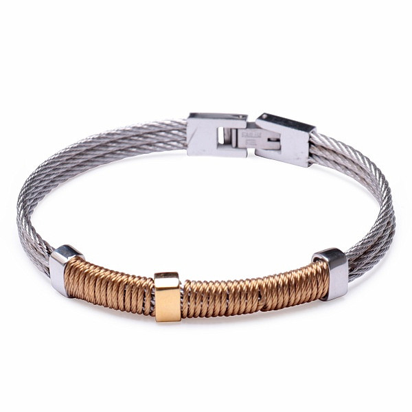 Náramek z nerezové oceli Watch Band v barvě zlatostříbrné - obvod cca 20 cm