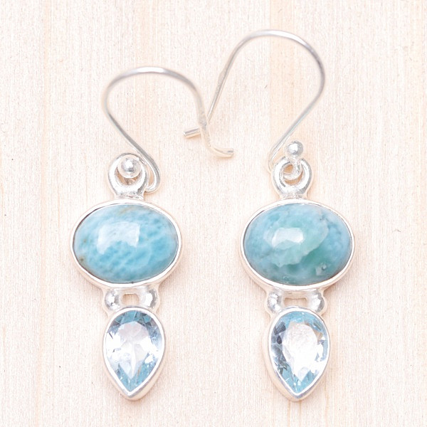 Larimar náušnice stříbro Ag 925 15594 - 1