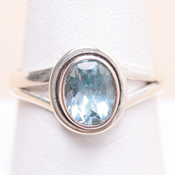 Topaz modrý prsten stříbro Ag 925 39831 - 59 mm (US 9)