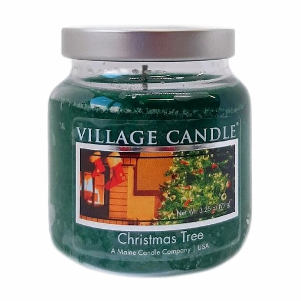 Village candle Christmas tree - vánoční stromeček vonná svíčka ve skle 92 g - cca 92 g