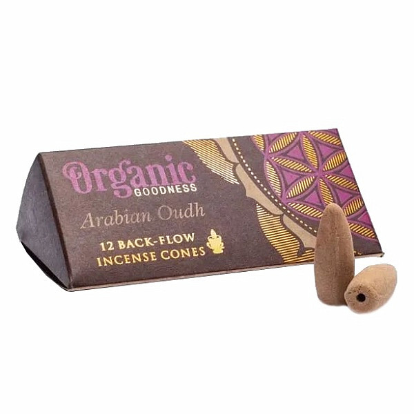 Vonné kužely pro tekoucí dým Organic Goodness Arabian Oudh Backflow Cones - 12 ks