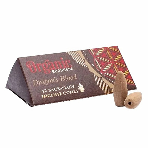 Vonné kužely pro tekoucí dým Organic Goodness Dragons blood Backflow Cones - 12 ks