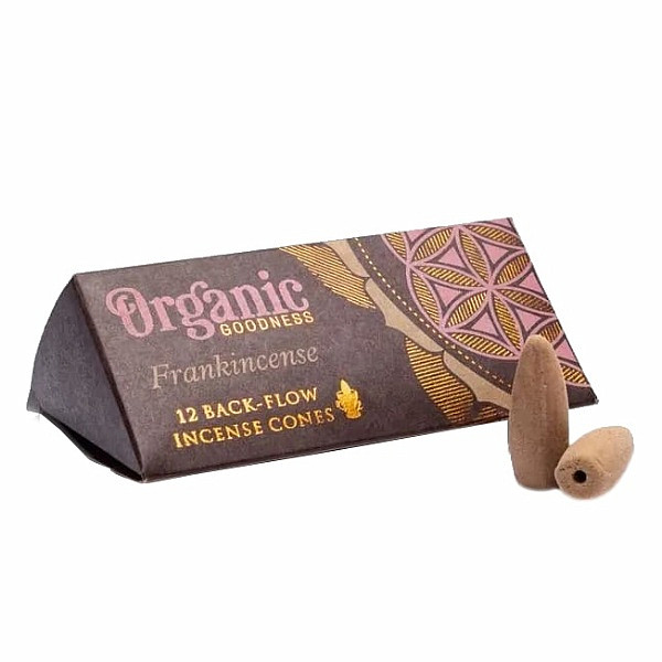 Vonné kužely pro tekoucí dým Organic Goodness Frankincense Backflow Cones - 12 ks