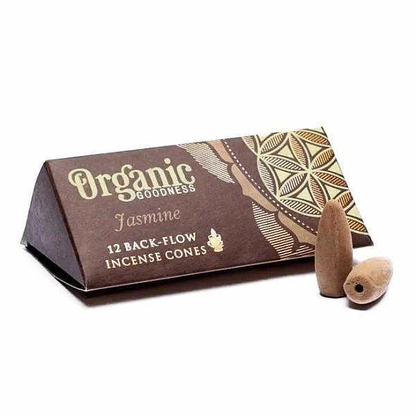 Vonné kužely pro tekoucí dým Organic Goodness Jasmine Backflow Cones - 12 ks