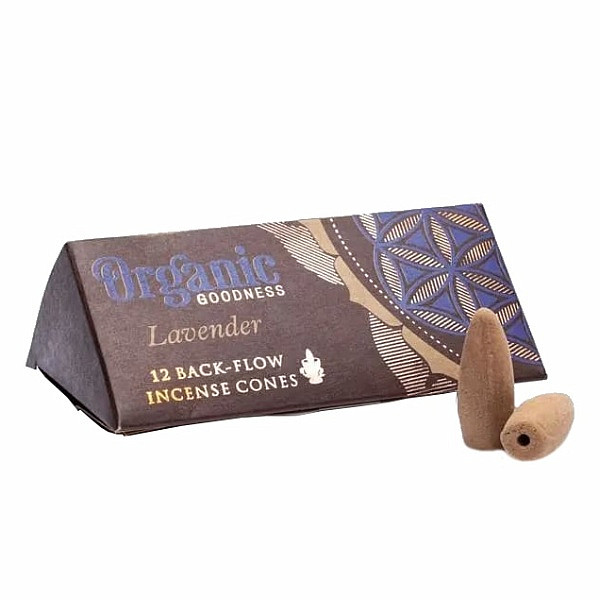 Vonné kužely pro tekoucí dým Organic Goodness Lavender Backflow Cones - 12 ks