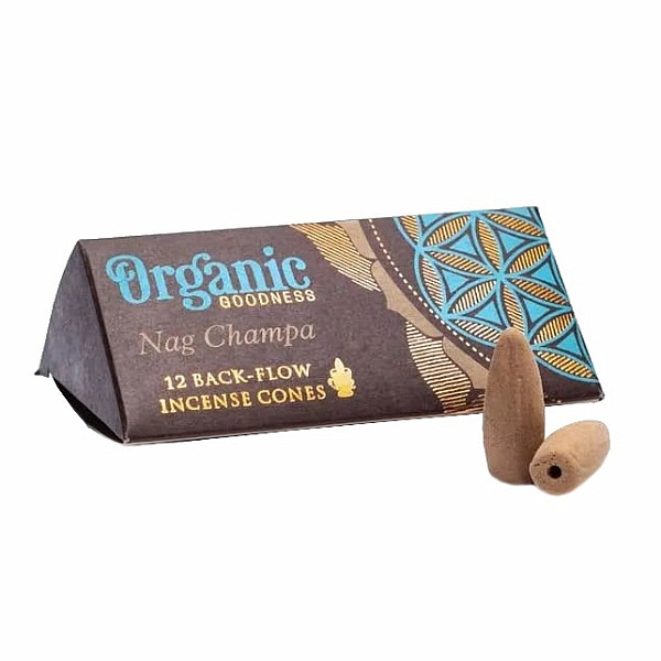 Vonné kužely pro tekoucí dým Organic Goodness Nag Champa Backflow Cones - 12 ks