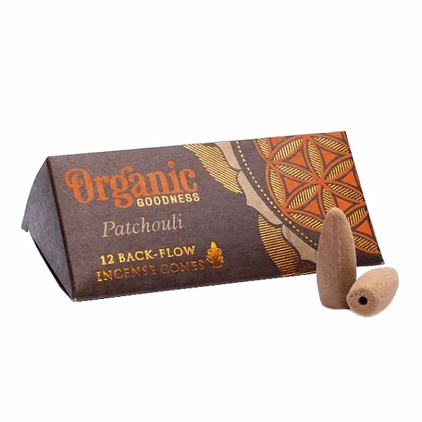 Vonné kužely pro tekoucí dým Organic Goodness Patchouli Backflow Cones - 12 ks