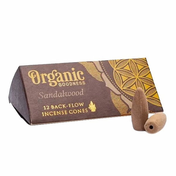 Vonné kužely pro tekoucí dým Organic Goodness Sandalwood Backflow Cones - 12 ks