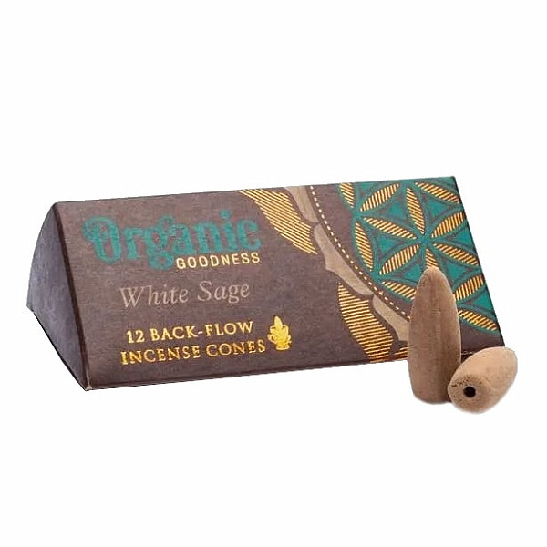 Vonné kužely pro tekoucí dým Organic Goodness White Sage Backflow Cones - 12 ks