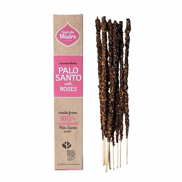 Vonné tyčinky Sagrada Madre Palo Santo a Rose - růže - 30 g