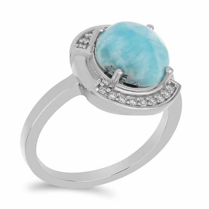 Larimar prsten stříbro  Ag 925 VR056013 - 52 mm (US 6)