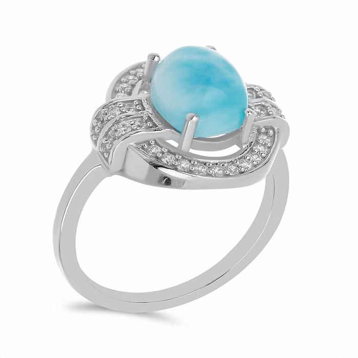 Larimar prsten stříbro  Ag 925 VR056014 - 54 mm (US 7)