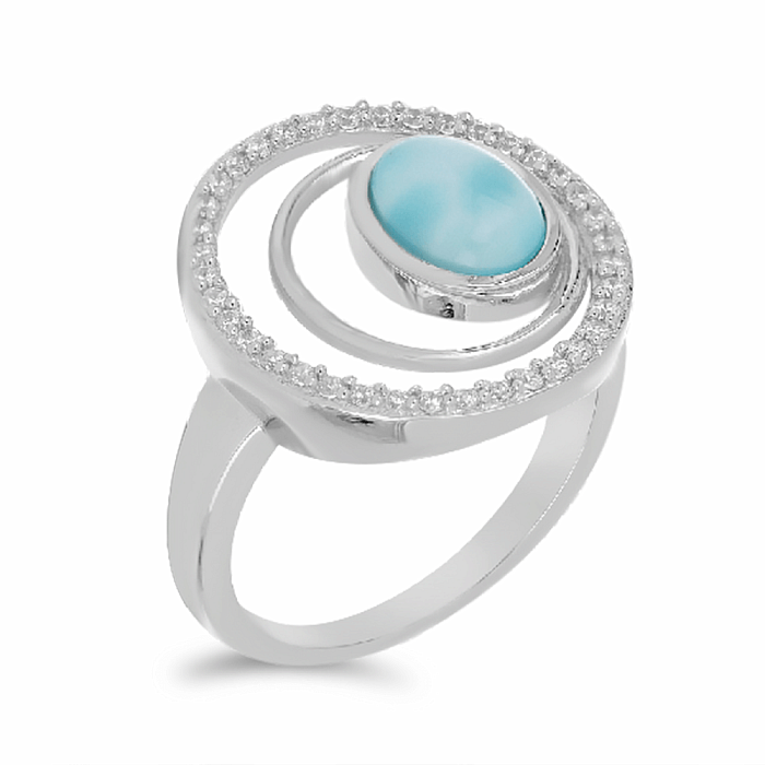 Larimar prsten stříbro  Ag 925 VR056015 - 52 mm (US 6)