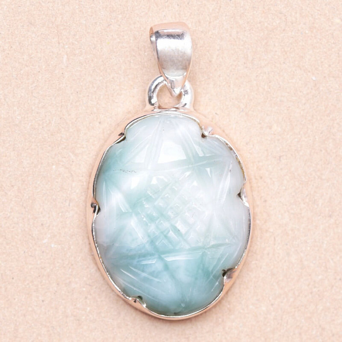 Larimar vyřezávaný přívěsek stříbro Ag 925 P71 - 2