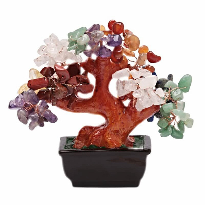 Bonsai ze 7 druhů polodrahokamů - dekorace domů a kanceláře - cca 15 x 17 cm