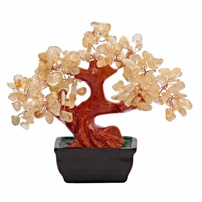 Bonsai ze žlutého křemene - dekorace domů a kanceláře - cca 15 x 17 cm