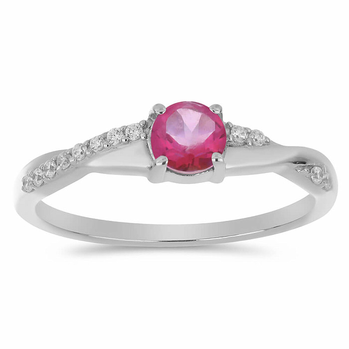 Prsten stříbrný s Pink topazem a zirkony Ag 925 012722 PT - 54 mm (US 7)