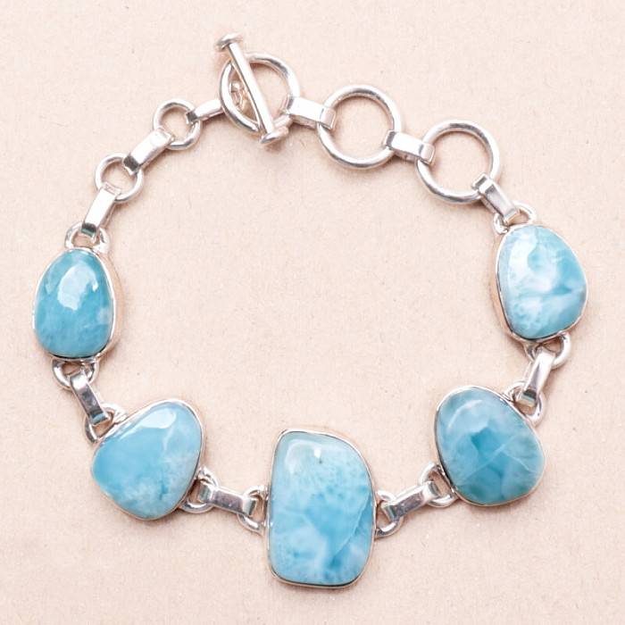 Larimar náramek stříbro Ag 925 B443 - 15 - 18 cm