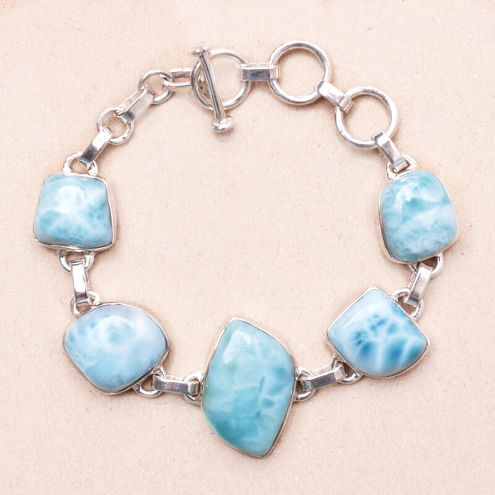 Larimar náramek stříbro Ag 925 B447 - 15