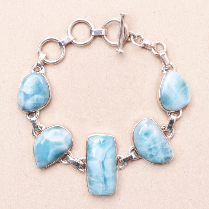 Larimar náramek stříbro Ag 925 B453 - 15 - 18 cm