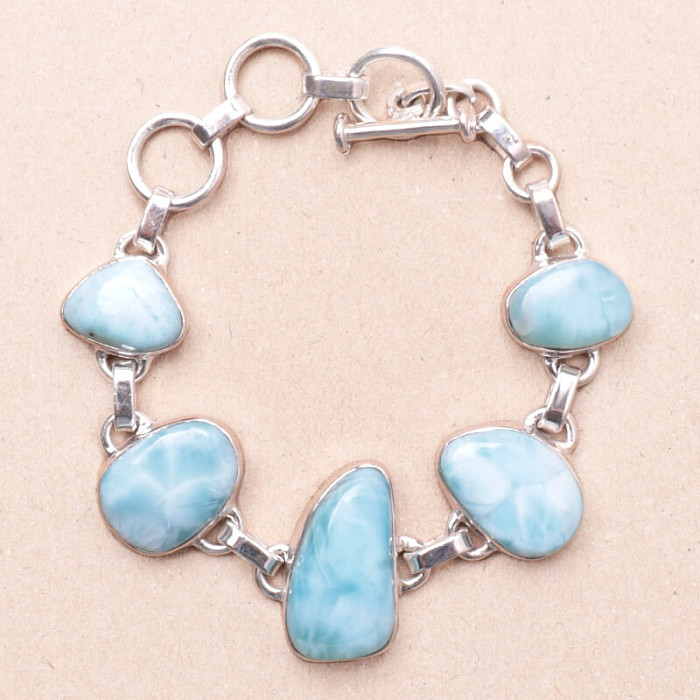 Larimar náramek stříbro Ag 925 B454 - 14 - 17 cm