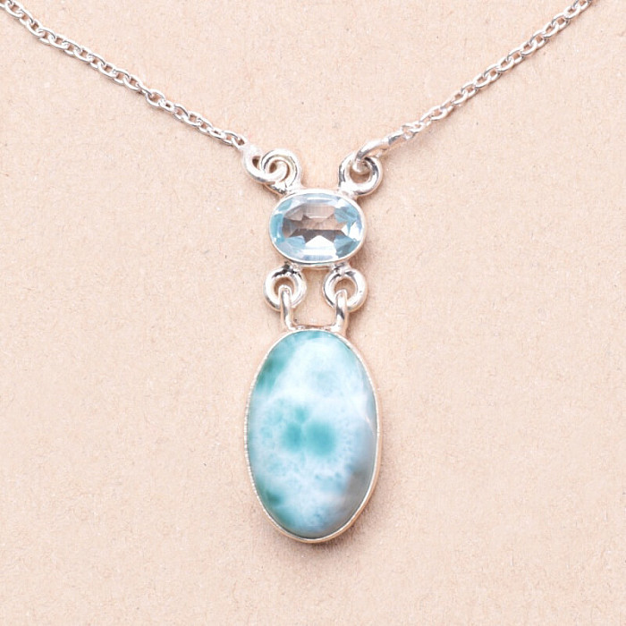 Larimar náhrdelník stříbro Ag 925 43202 - 45