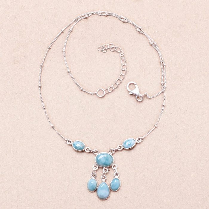 Larimar náhrdelník stříbro Ag 925 76569 - cca 41