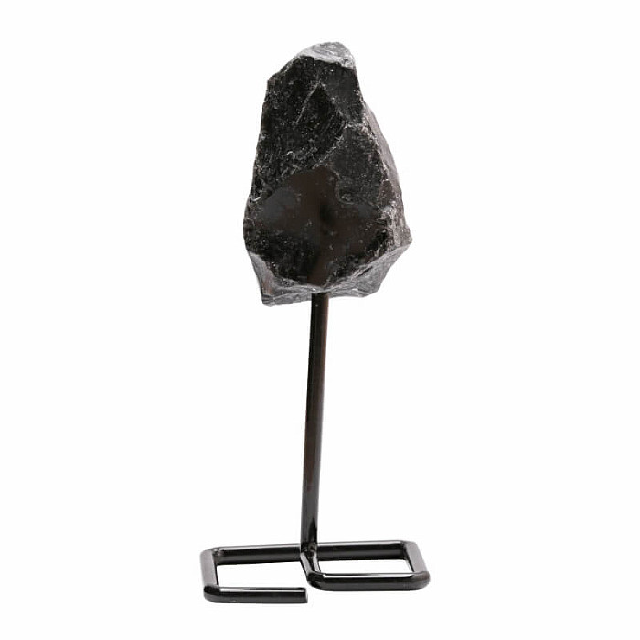 Obsidián surový na podstavci - dekorace - 11 cm