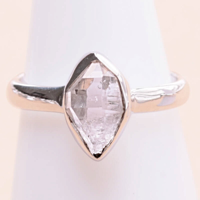 Herkimer diamant prsten stříbro Ag 925 LOT69 - 54 mm (US 7)