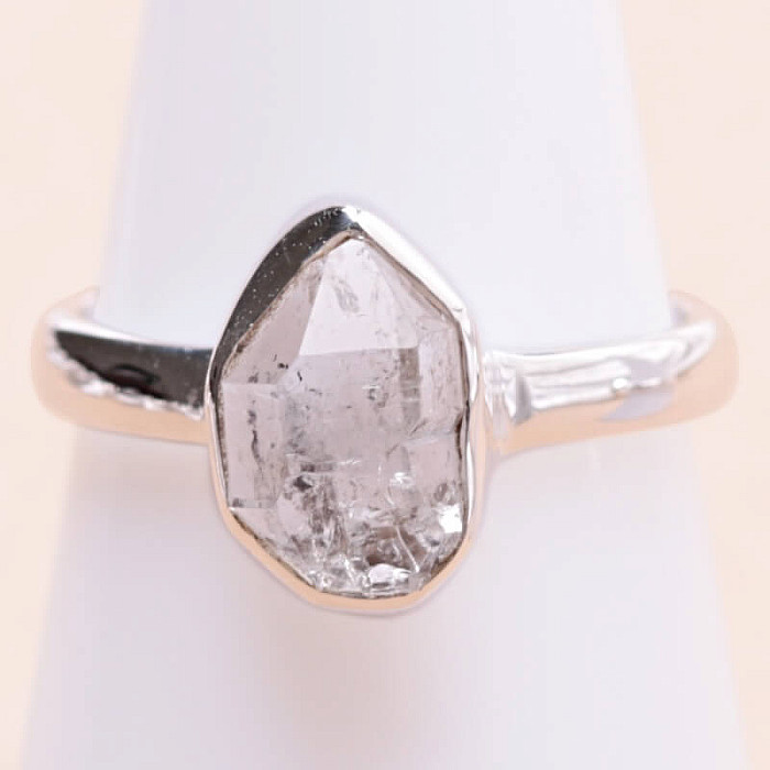 Herkimer diamant prsten stříbro Ag 925 LOT84 - 54 mm (US 7)